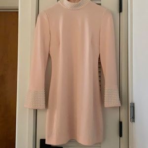 Long Sleeve Pink Pearl Karl Lagerfeld Sheath Dress